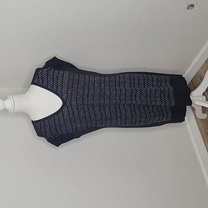 Athleta There After Black White V Neck Sweater Dress